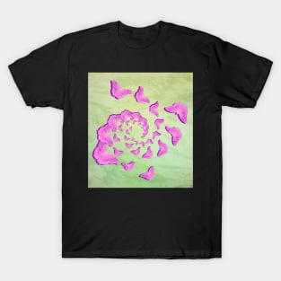 Abstract pink butterflies in swirling vortex T-Shirt